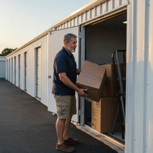 weatherproof storage unit with drive-up access